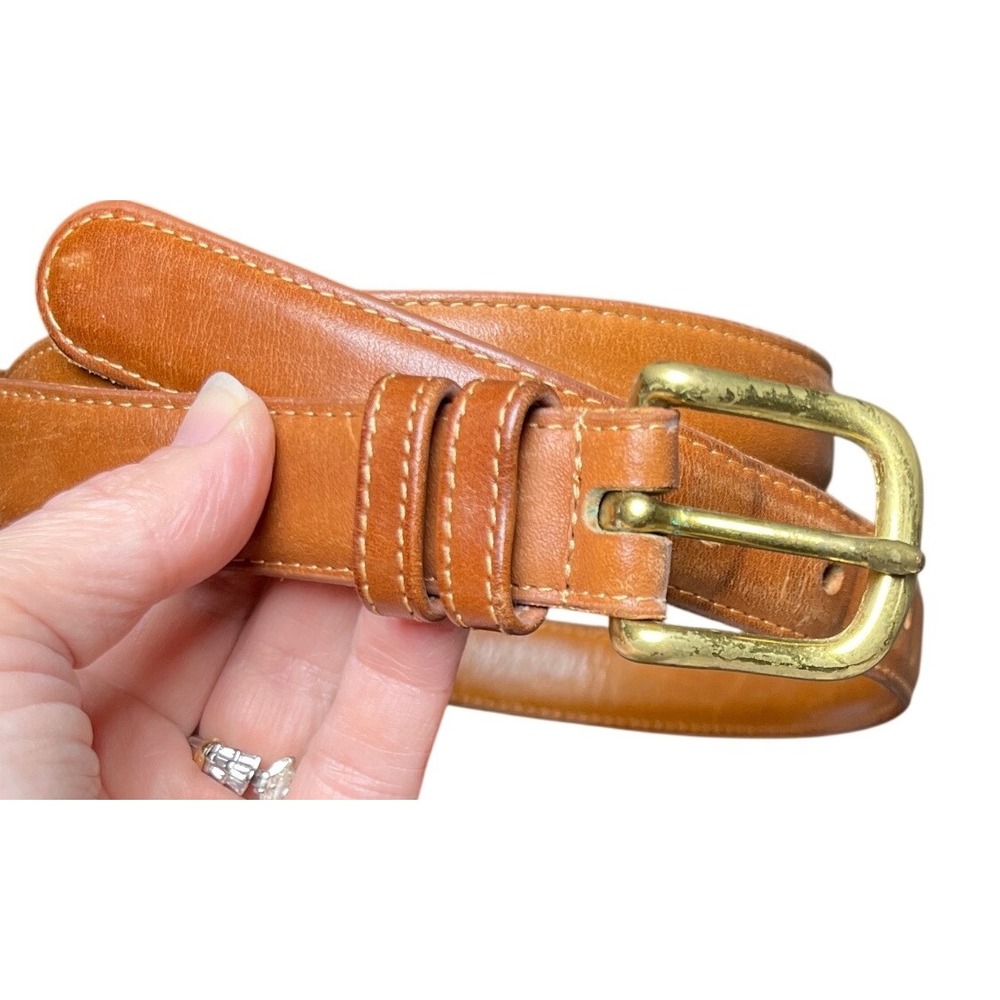 Vintage Coach 6600 British Tan Leather Belt Solid Brass Buckle USA Size 36 - Picture 7 of 7
